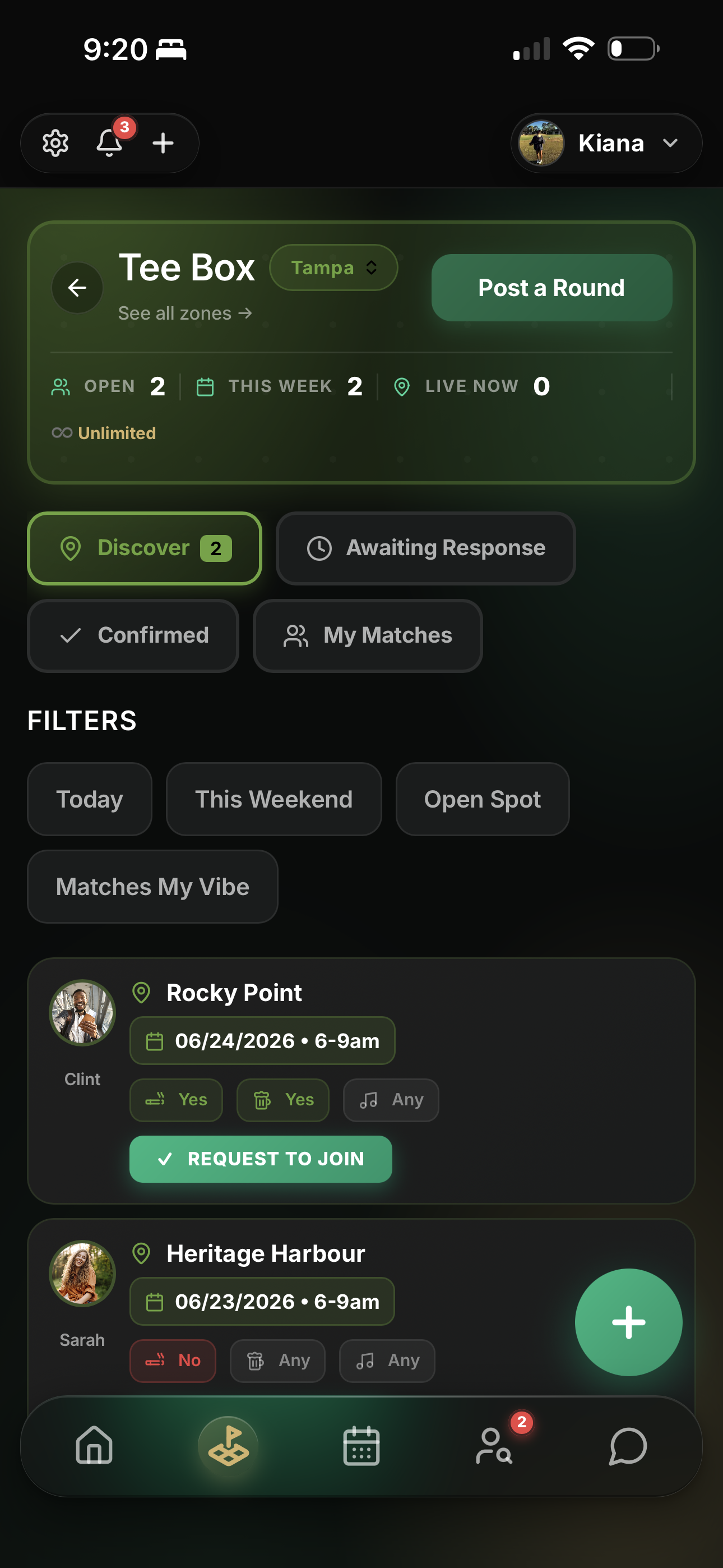 GolfPal Tee Box — find golfers near you