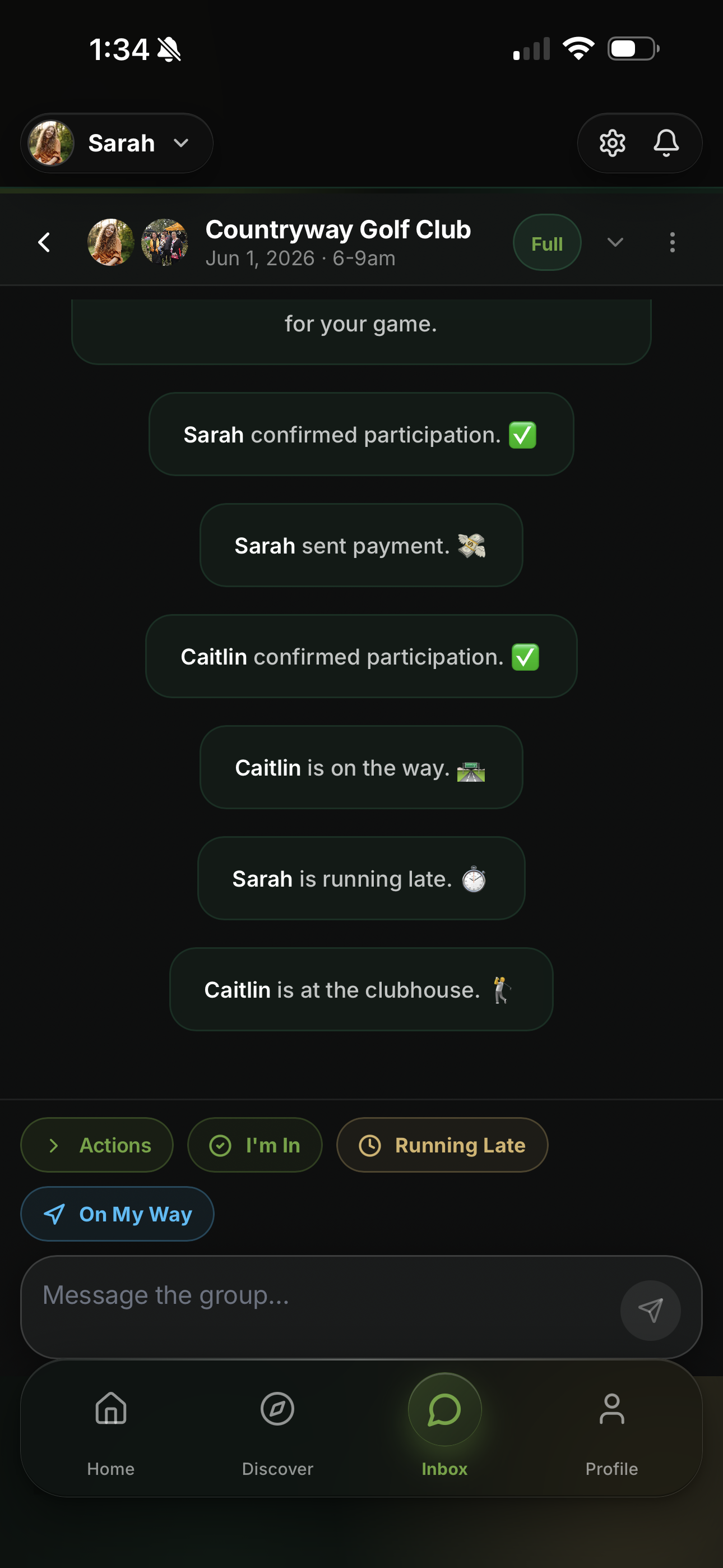 GolfPal match chat